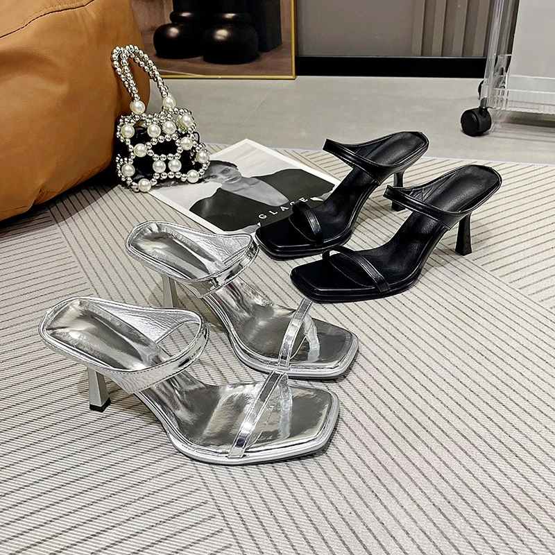Summer Fashion French Square Toe Ladies Sandals 2026 New Stiletto Design Sandals Comfortable Office Ladies High Heels Selling