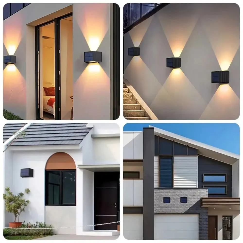 3000K Warm White Solar Fence Light Up Down Lighting IP65 Waterproof Solar Wall Light Dimmable Function Square Shape