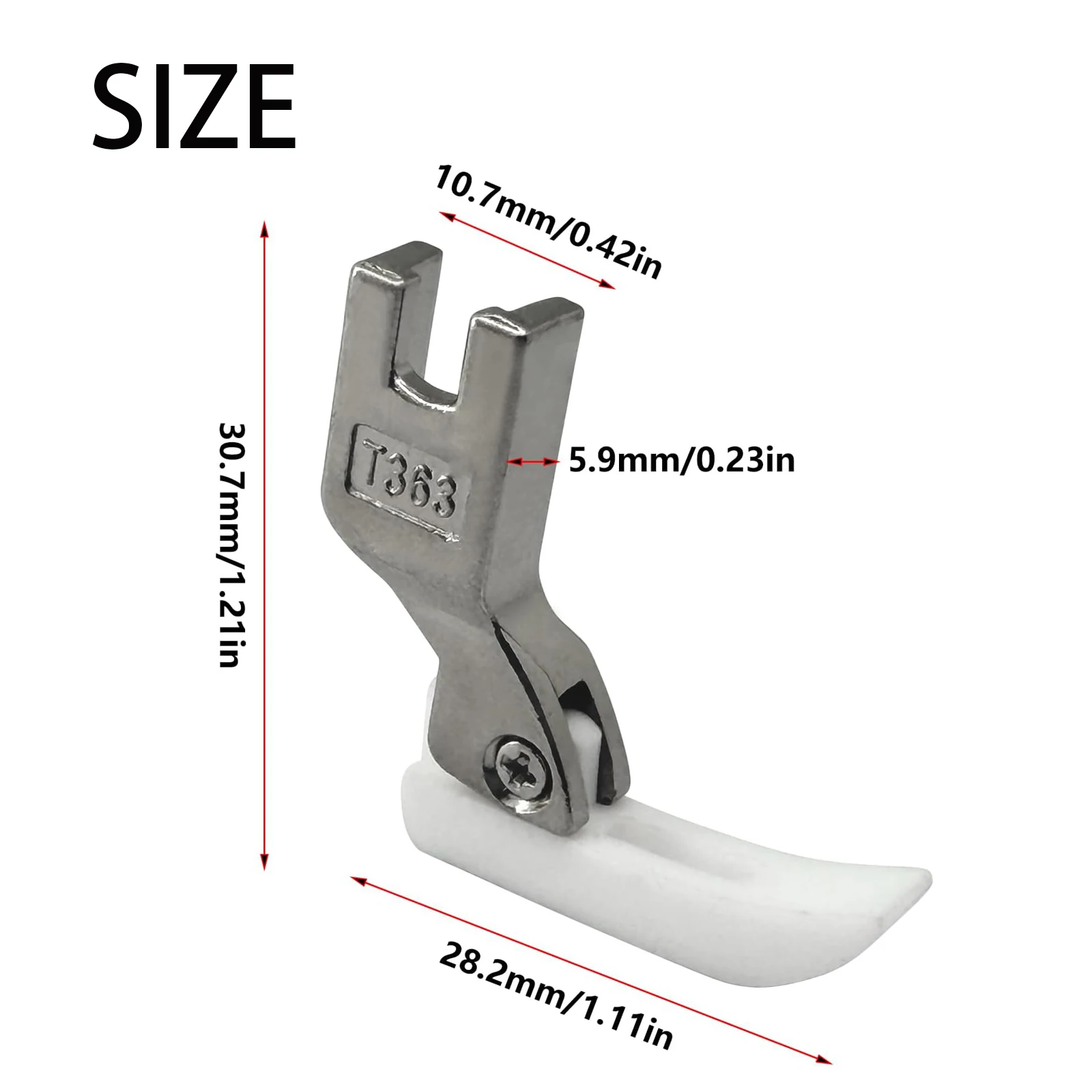 2Pcs#T363 Non-Stick Plastic Bottom Narrow Zipper Presser Foot  For Juki Brother Consew Industrial Sewing Machines Accessories