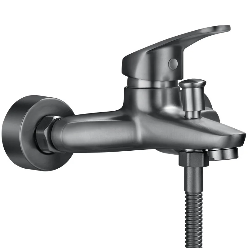 

Copper Gun Gray Shower Faucet Hot and Cold Mixing Valve Bath Switch Bathtub Mixing Faucet Triple Shower Set