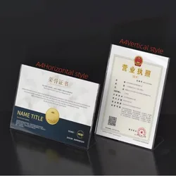 2Pcs A4 Plastic Tabletop Display Stand Acrylic Sign Holder Clear Picture Frames Paper Menu Frame Flyer Brochure Document Holders
