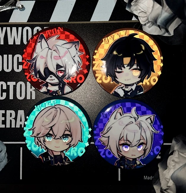 

Anime Zenless Zone Zero Asaba Harumasa Von Lycaon Cosplay Reflect Light Double Flash Badge Cartoon Emblem Brooch Breastpin Gift