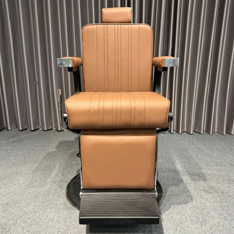 Men's Metal Barber Chair with Rotatable Armrests High-Density Sponge Seat Modern Minimalism Design for Hair Salons Barber Shops