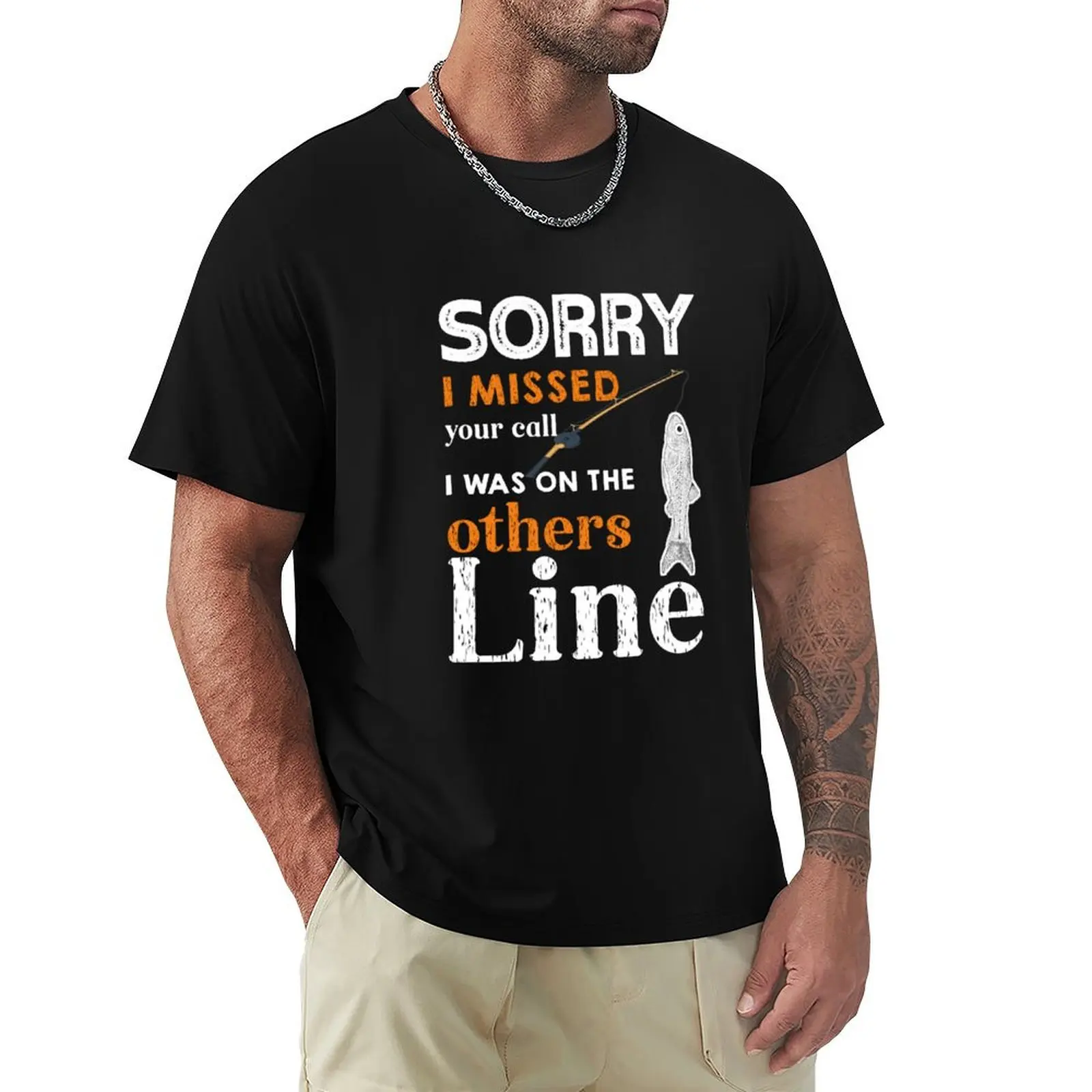 Sorry i missed your call i was on my other line, T-Shirt Simple Casual Short Sleeve Cotton T-Shirt
