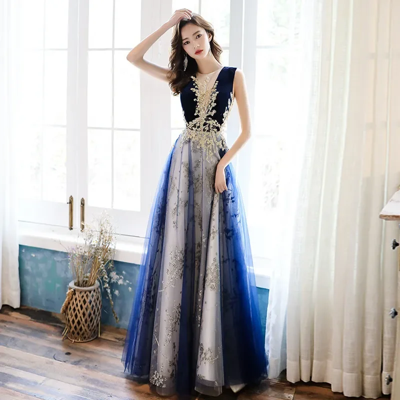 Elegant Floral Tulle Quinceanera Dress Sleeveless V Neck Lace Up Back Graduation Party Host Pageant Wedding Long Evening Gown
