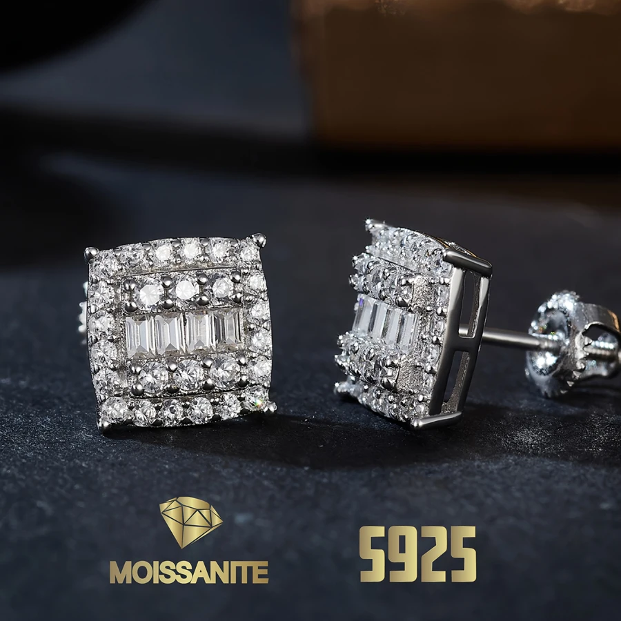 

Fashion Jewelry Cushion Stud Earring 925 Sterling Silver Earrings Woman with Gra Certificate 2025 Trend Earrings