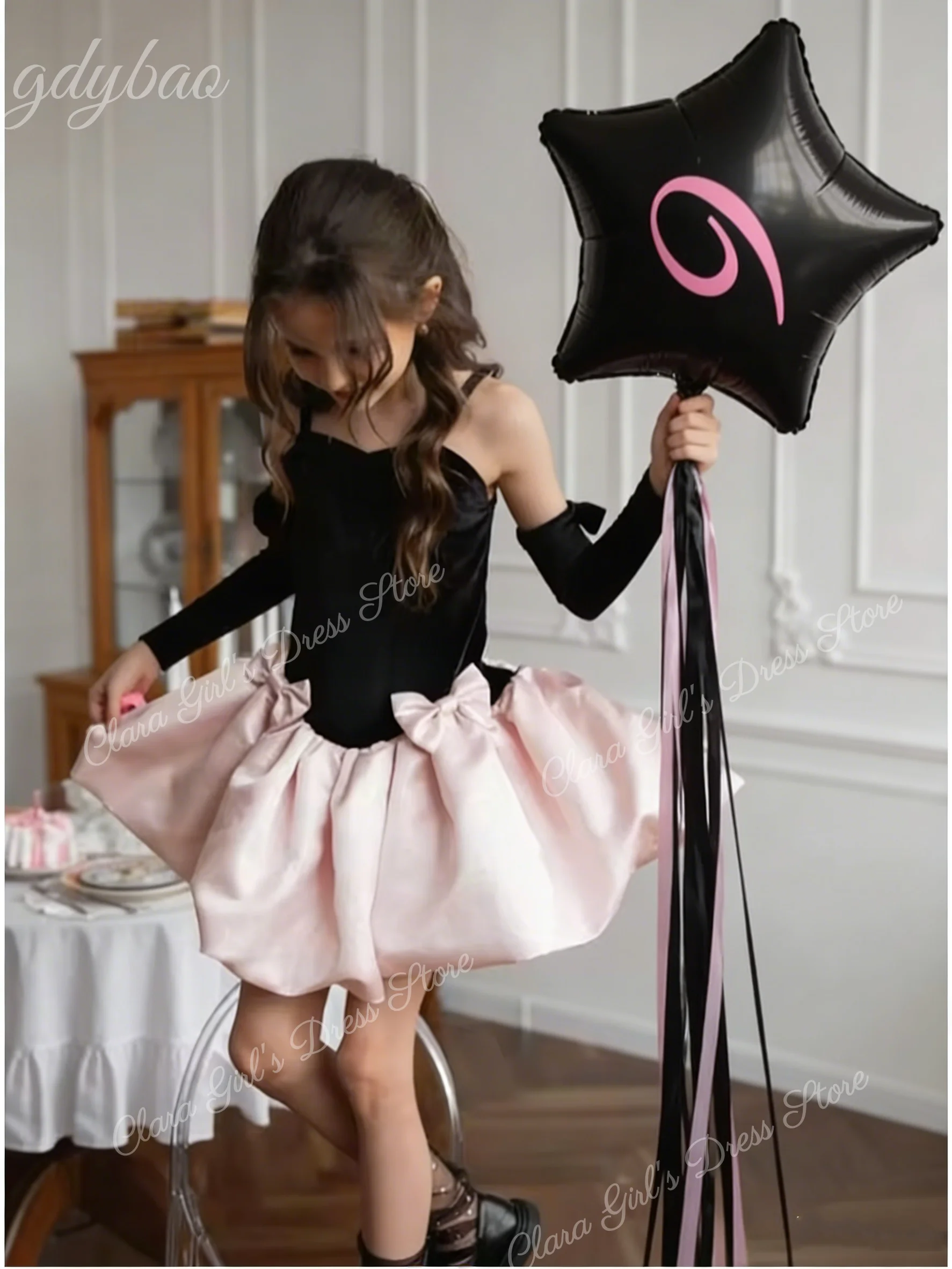 فستان فتاة الزهور ذو كتلة ألوان مخصصة فستان الأميرة المخملي المنفوش مناسب لحفلات الزفاف وعروض أعياد الميلاد والمناولة الأولى