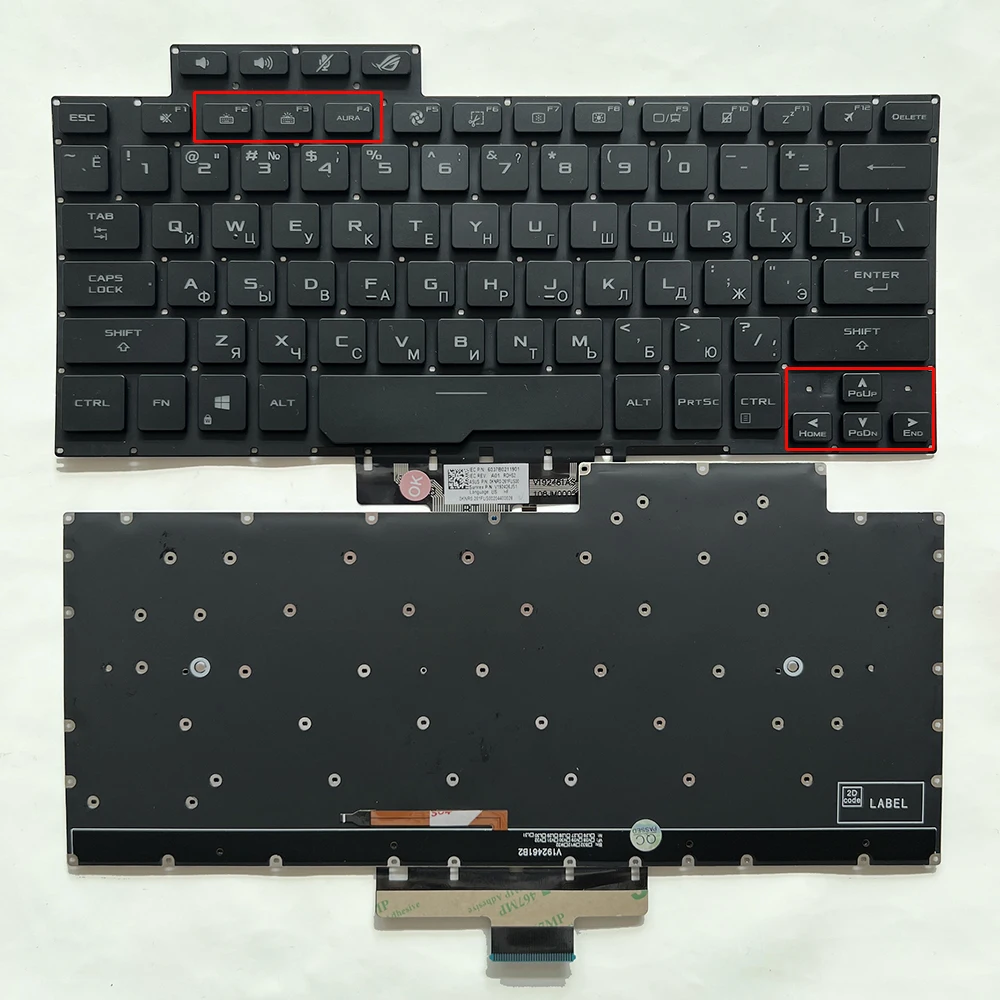 Imagem -05 - Teclado Retroiluminado Russo dos Eua Asus Rog Zephyrus G14 Ga401i Ga401iv Ga401u 2023 Ga401m Ga401q Ga401qm 2023 V192426js1 ru