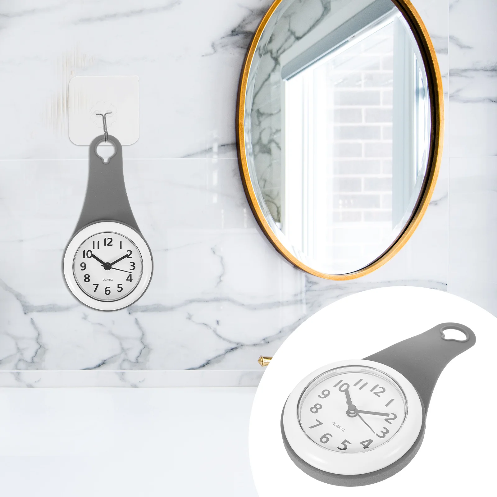 

1Pcs Waterproof Bathroom Wall Clock Silent Suction Cup Hanging Clock Modern Numerals Waterproof Shower Timer Operated