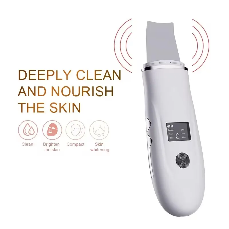 Ultrasonic Skin Scrubber Blackhead Remover Ultrasonic Peeling Pore Cleaner Face Cleaning Scrubber Ultrasonic Facial Espatula