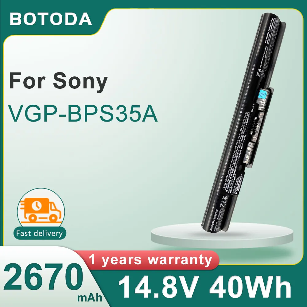BOTODA VGP-BPS35A 14.8V 40WH 2670mAh Laptop Battery for SONY VAIO Fit 14E 15E Series BPS35A SVF1521A2E SVF15217SC SVF142C29I