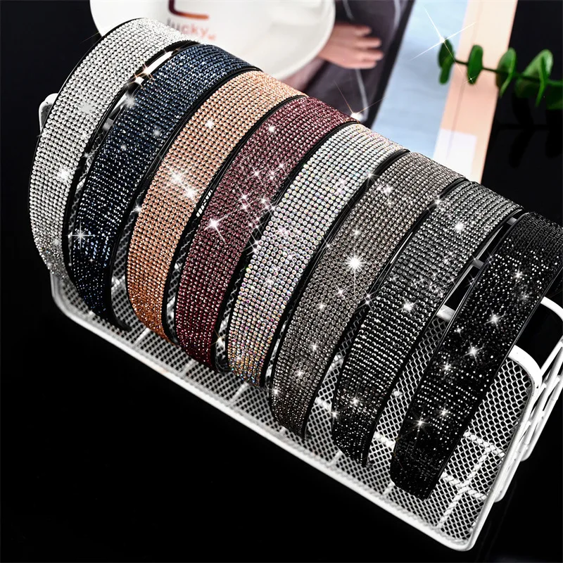 Women Elegant 2.5cm Rhinestones Hairband Lady Non-slip Hair Decorate Headband Toothed Hair Hoop Crystal Fashion Hair Accessories