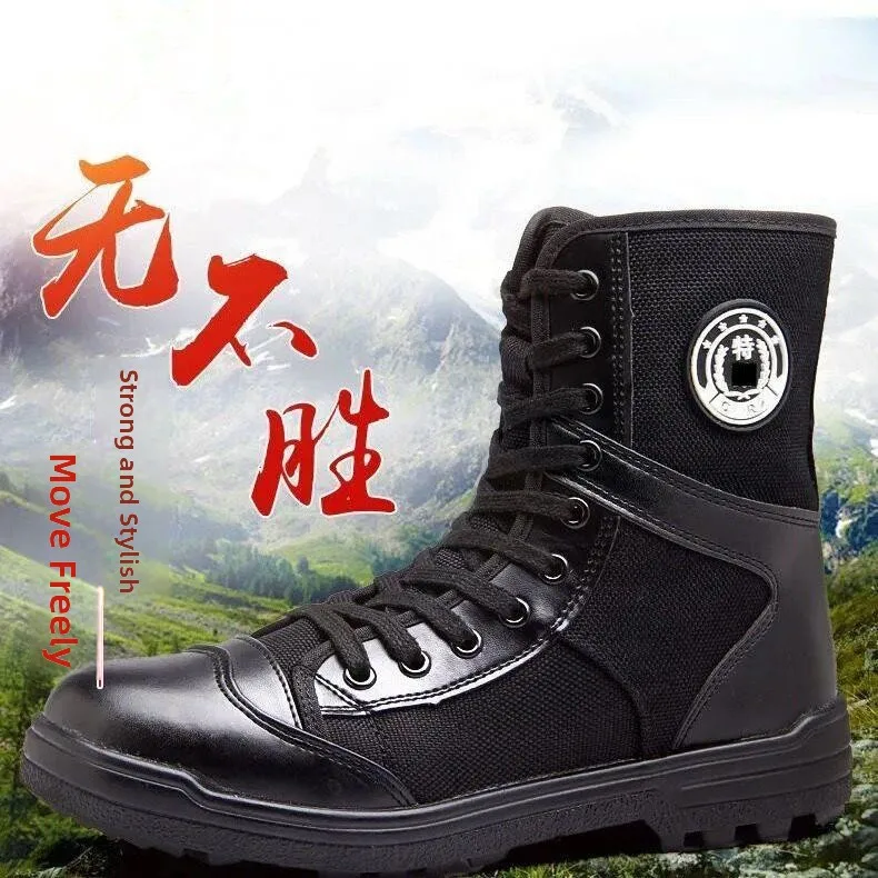 

Security Work Boots Canvas Training Shoes Mountain Climbing Construction Site Labor Protection Workwear Boots Men's Shoes