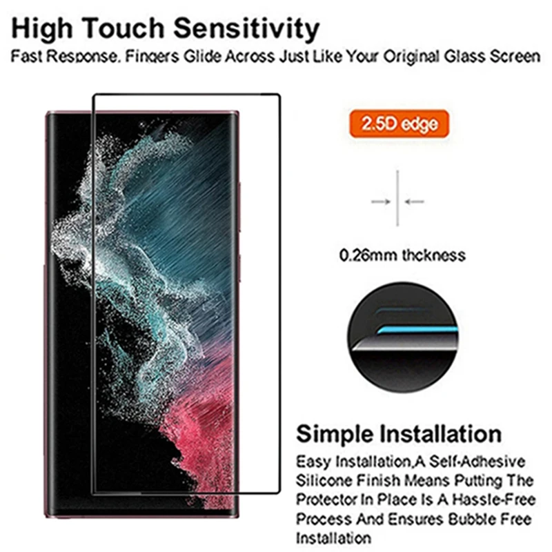 شاشة كاملة من الزجاج المقسى لهاتف سامسونج جالاكسي S23 S23 + S23 Plus Ultra S23 واقي شاشة زجاجي لهاتف S23Plus S23Ultra
