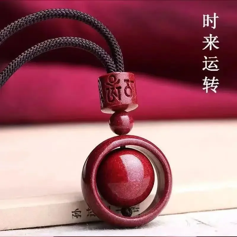 Original Mine Cinnabar Red Rope Pendant for Men Women Natural Purple Gold Sand Carved Text Necklace Bless Safety Jewelry Gifts