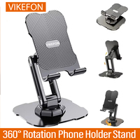 VIKEFON 360° Rotation Desk Mobile Phone Holder For iPhone 15 14 Samsung Xiaomi Folding Lazy Desktop Adjustable Smartphone Stand
