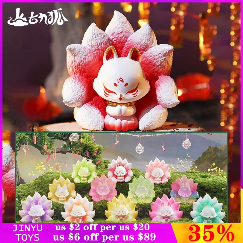 Original Ancient Nine Fox Fairy Series 2 Blind Box Guess Bag Action Figure Kawaii Model Girl Birthday Gift Toys Collectible
