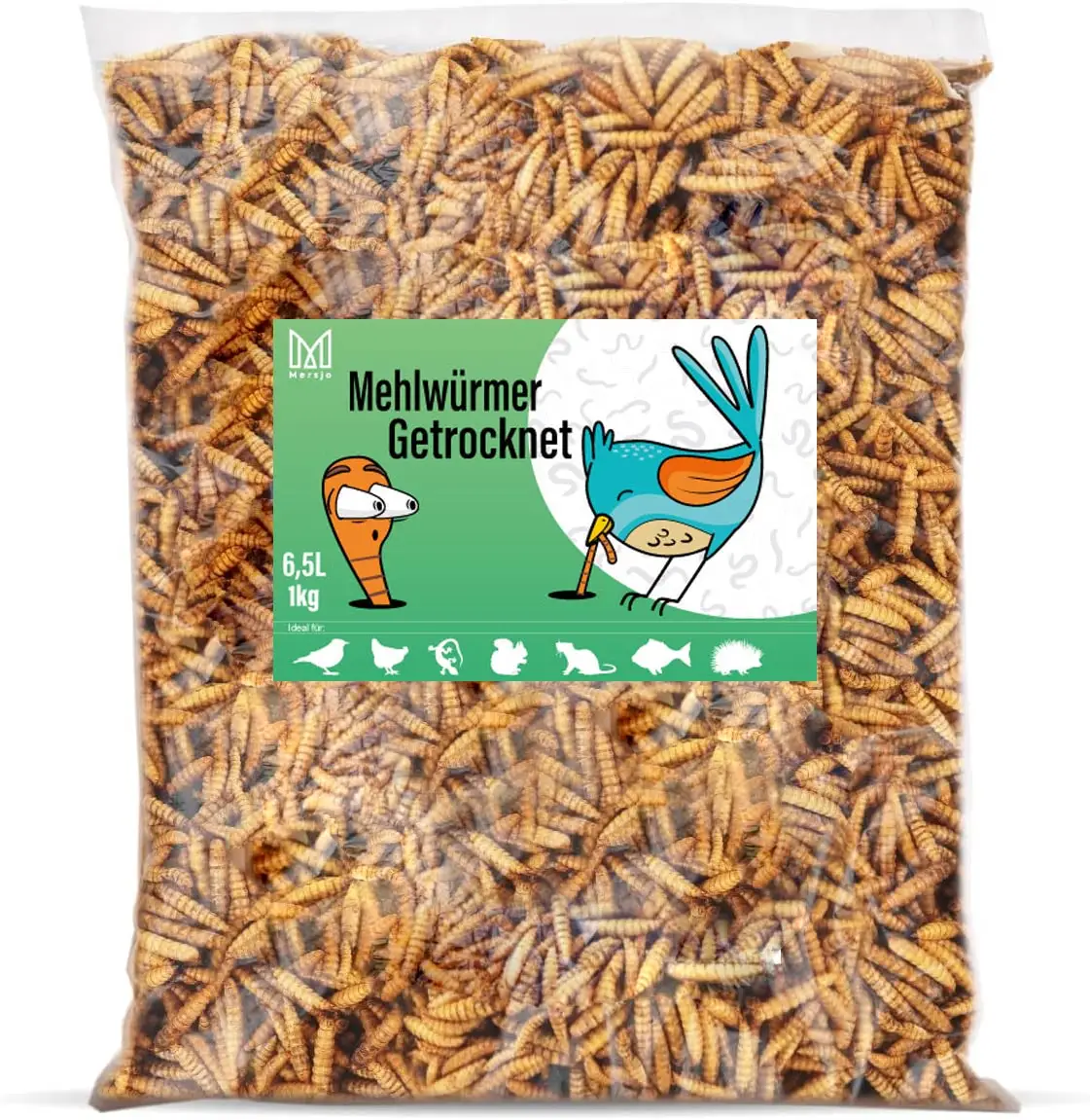 Getrocknete Bärentrauben larven, Futter für Koi, Nagetiere, Igel, Vögel, Reptilien, Fische, Mersjo 6,5 l 1kg