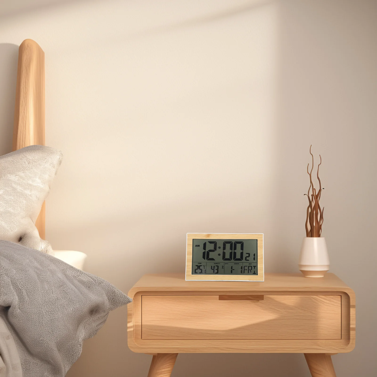 

1Pcs Digital Wall Clock Mute Large Screen Temperature and Humidity Calendar Home Electronic Alarm Clock for Bedroom Living Room