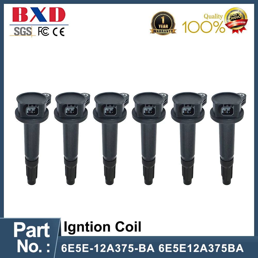 

1/4/6pcs Ignition Coil 6E5E-12A375-BA 6E5E12A375BA For Ford Escape 3L V6 Fusion Mariner Mazda 6E