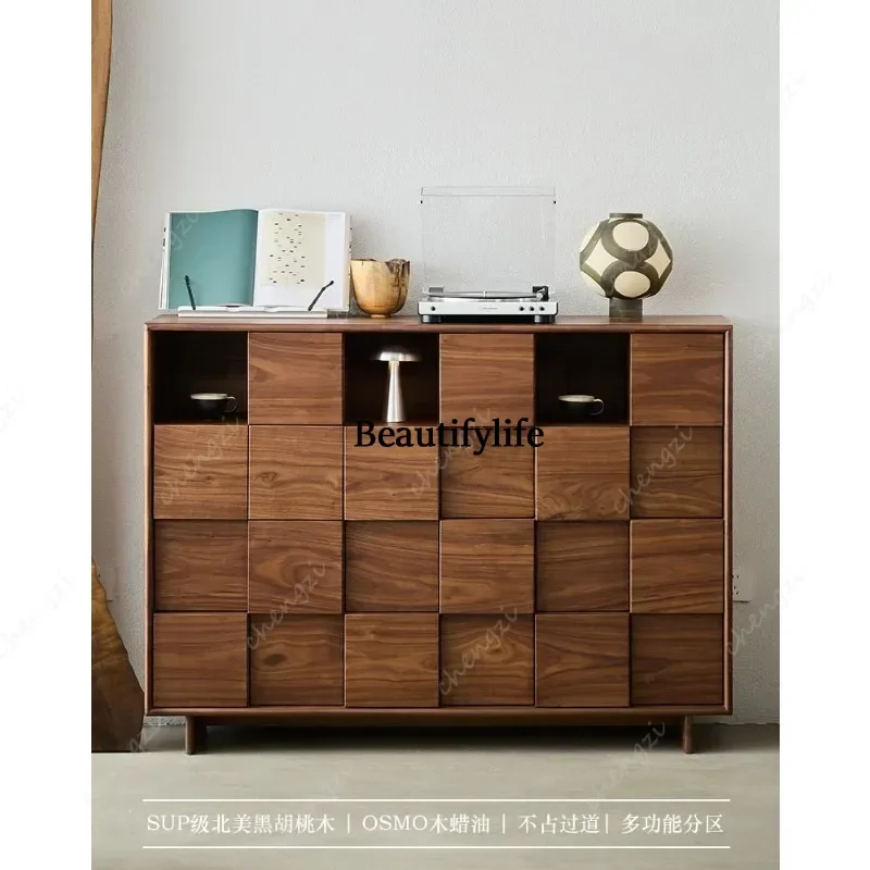 PPP North American black walnut pure solid wood living room against the wall multi-chest bedroom storage locker