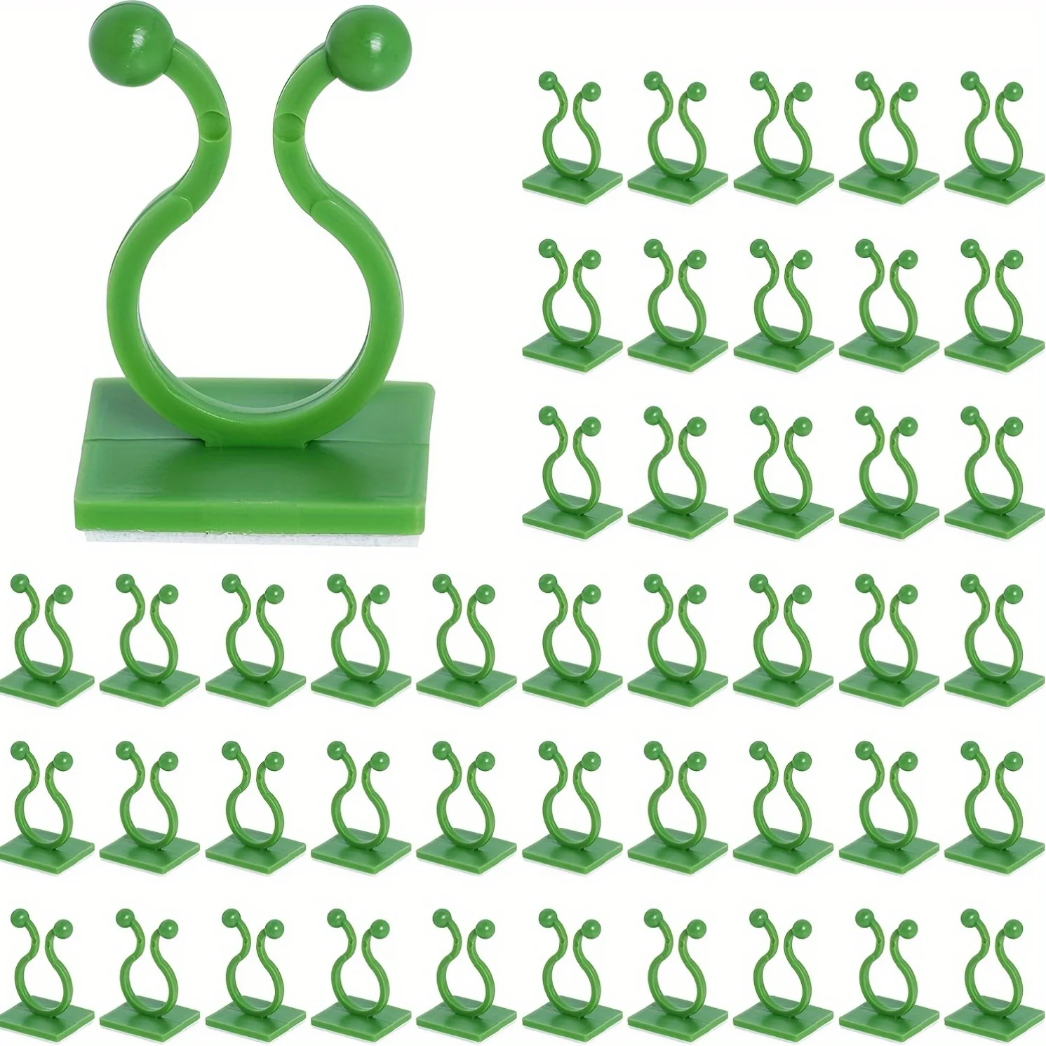 

50pcs Greenjoy Self-Adhesive Plant Climbing Wall Hooks - Irregular Shape Plastic Vine Clips for Garden