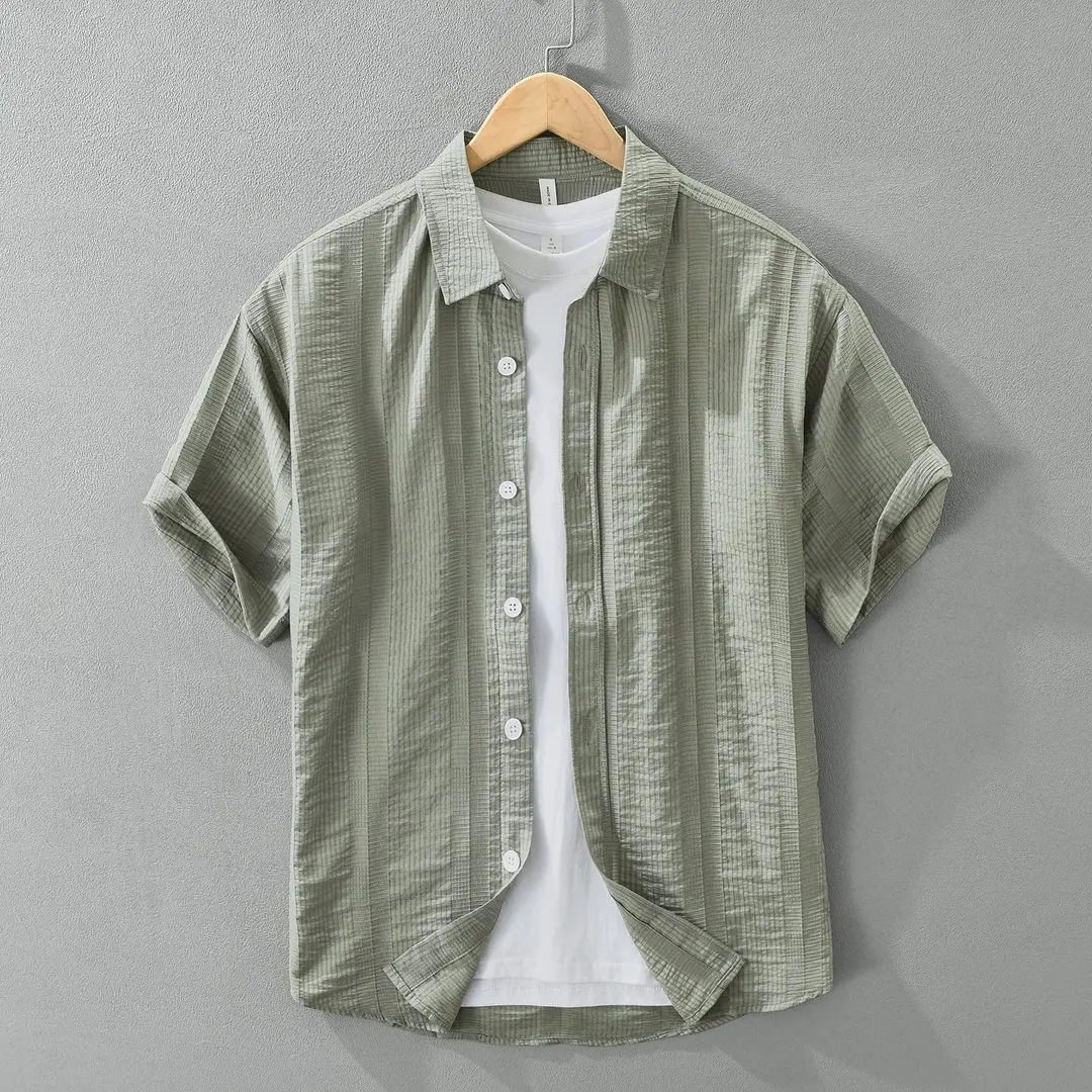 

Summer New Short Sleeve Shirt for Men Casual Turn-down Collar Shirts Male Plus Size Clothes