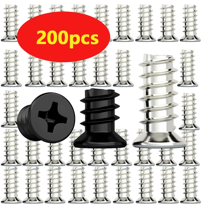 

M5 200pcs Phillips Flat End Self-Tapping Screw Nickel Plated/Black Oxide Flat End for Case Fan KB Small Screw 8mm 10mm 12mm D6