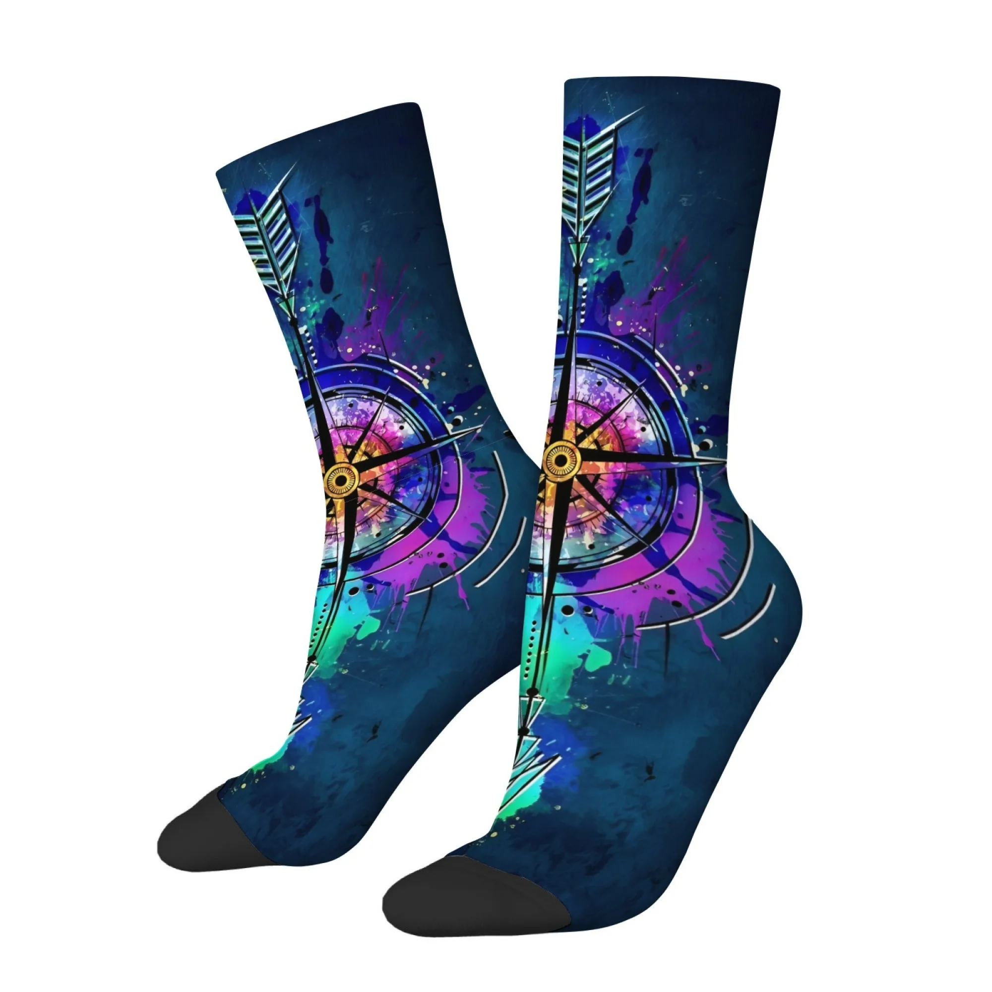 Funny Novelty Compass Sword Print Men's Socks Soft and Comfortable Socks Retro Street Style Harajuku Outdoor Sports Socks
