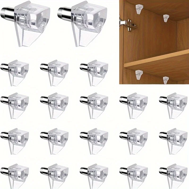 50/100Pcs Transparent  Shelf Support Pegs 5mm Plastic Cabinet Shelf Pins with Metal Pin for Kitchen Cupboard Wardrobe