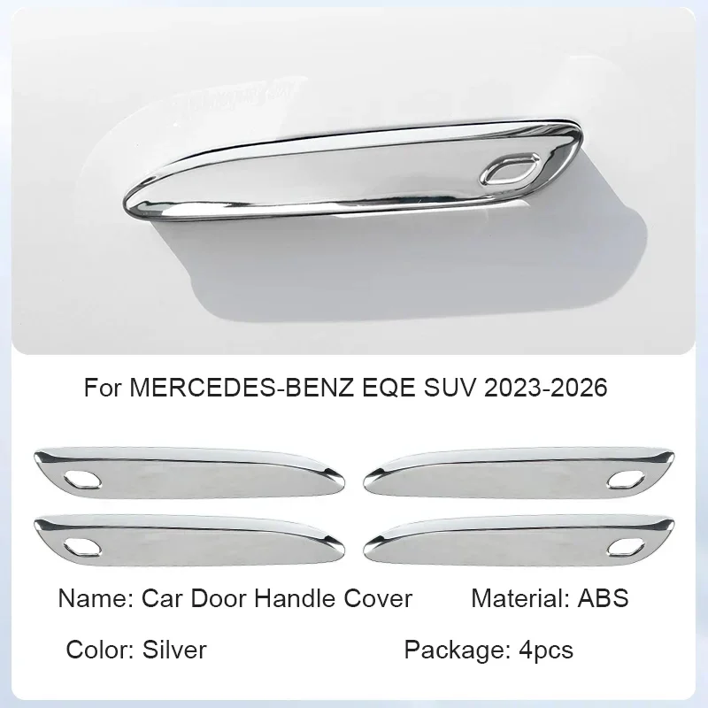 

Для MERCEDES-BENZ EQE SUV 2023-2026: Комплект из 4 накладок на дверные ручки из ABS-пластика, защита от царапин, водонепроницаемые, аксессуары для защиты внешних дверей автомобиля