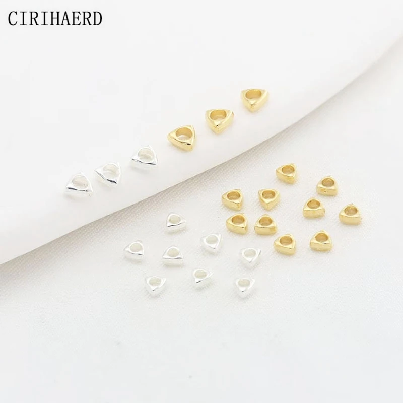 3mm/4mm Triangle Beads 14K Gold Plated Brass Spacer Separation Beads For Necklace Jewelry Making Supplies DIY Accessories Found