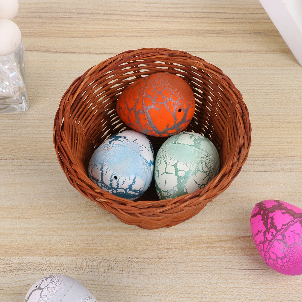 

Round Mini Storage Storage For Easter Easter Craft Ornament Home Decor Party Handcraft Basket Gift Natural Vine Basket
