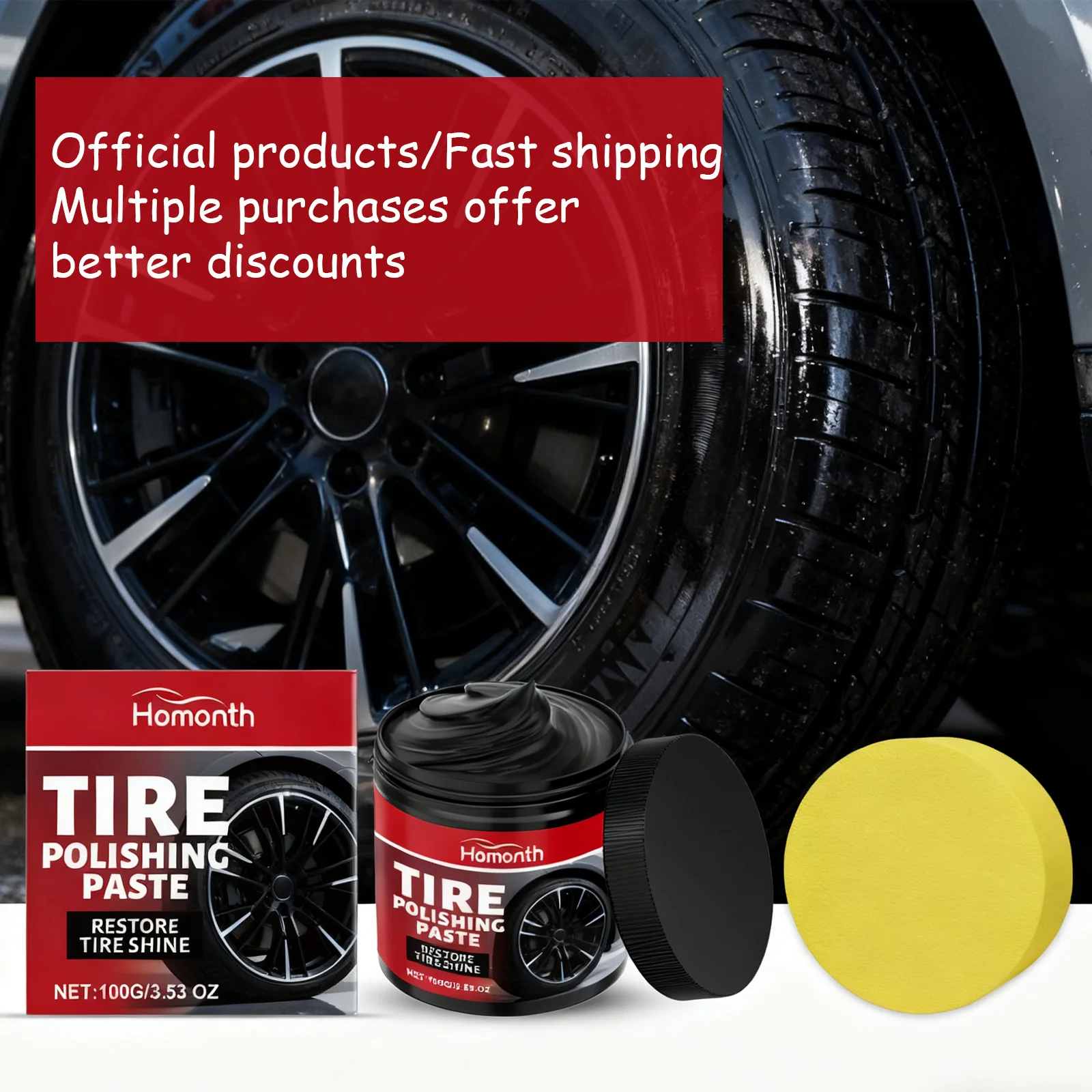 Homonth Tire Polishing Paste Automotive Tire Refurbishing Paste Tire Maintenance Crack Prevention Portable Polishing Care Paste