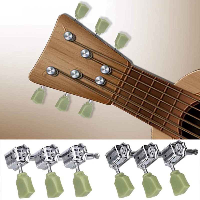 Happy New- Guitar Tuning Pegs String Tuners 3L Machine Heads String Tuning Key Pegs Tuners Folk/Electric Guitar Silver