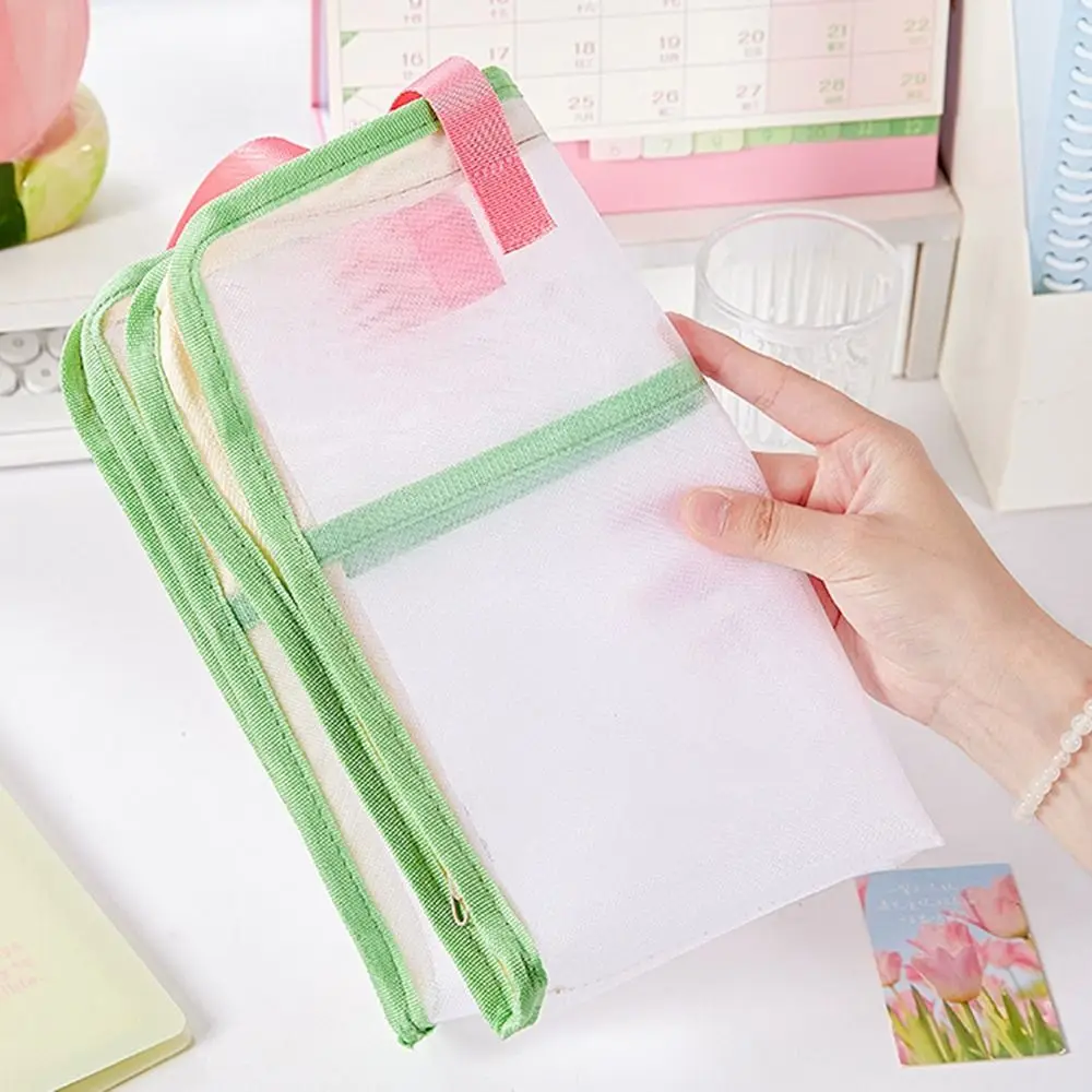 Candy Color Test Paper Storage Bag Multifunctional Visible Zipper Mesh Bags Waterproof Large Capacity Student Tote Bags