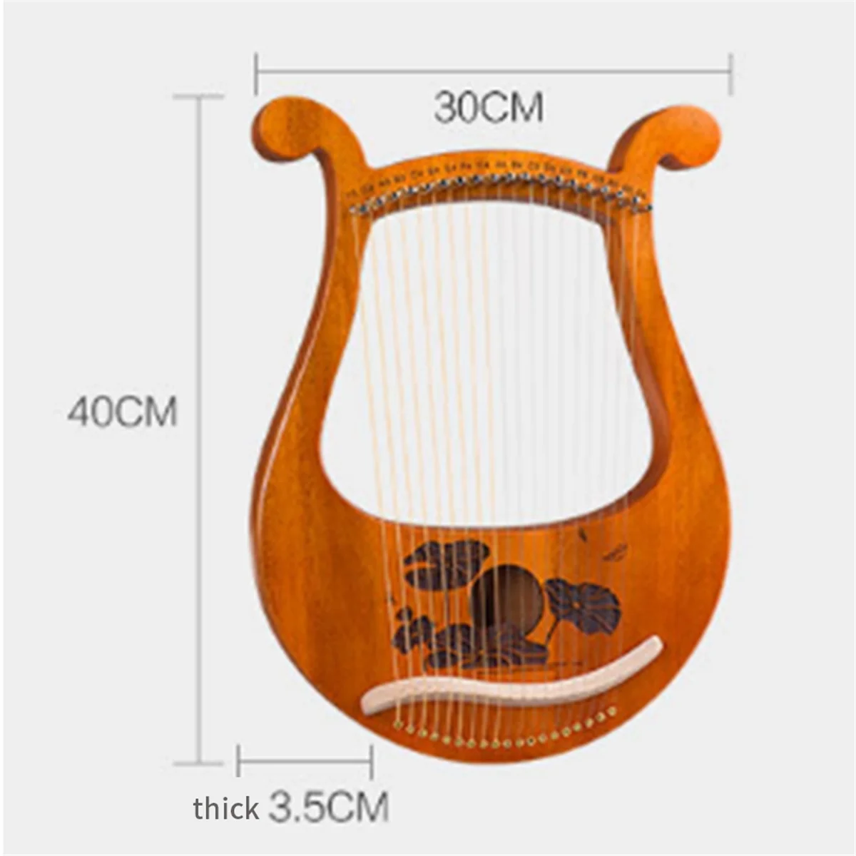 Lyre Harp 19 String Beginners Harp,Portable 19-Tone Small Harp 19-String Lyre Musical Instruments Solid Wood Lyre Harp