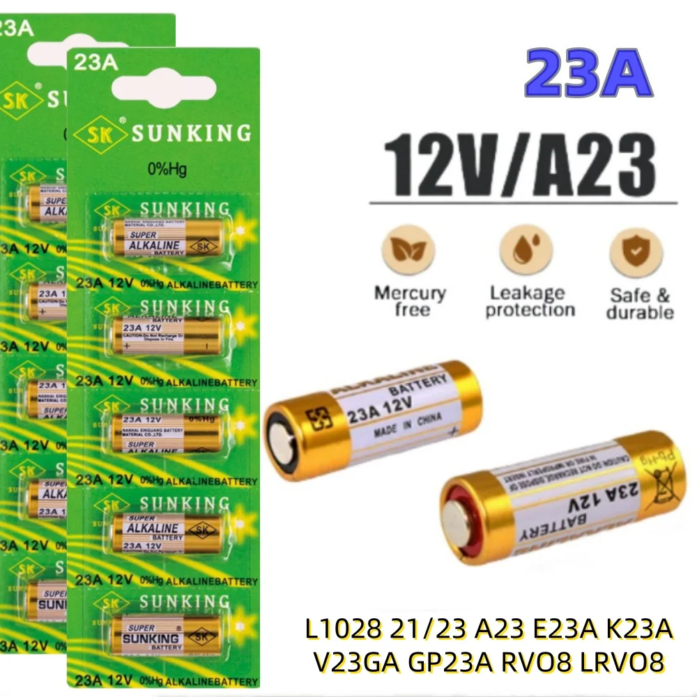 A23 23A 12V Alkaline Battery 23GA A23S E23A EL12 MN21 V23GA GP23A MS21 LRV08 For Doorbell Remote Control Electric Toy