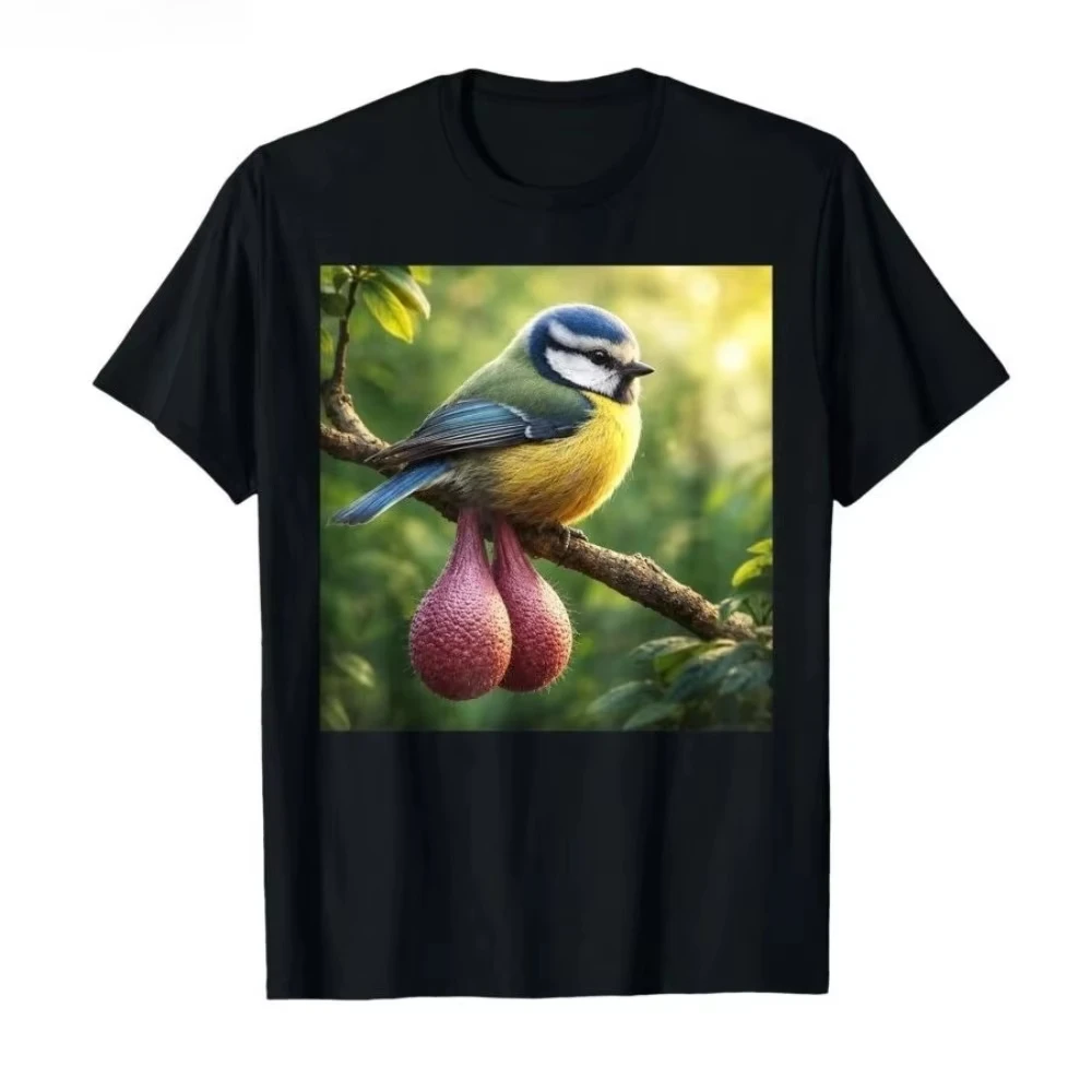 New Funny Balls Bird Meme T-shirt Y2k Vintage T Shirts Casual Print Short Sleeve Fashion T-shirt Oversized Streetwear Unisex