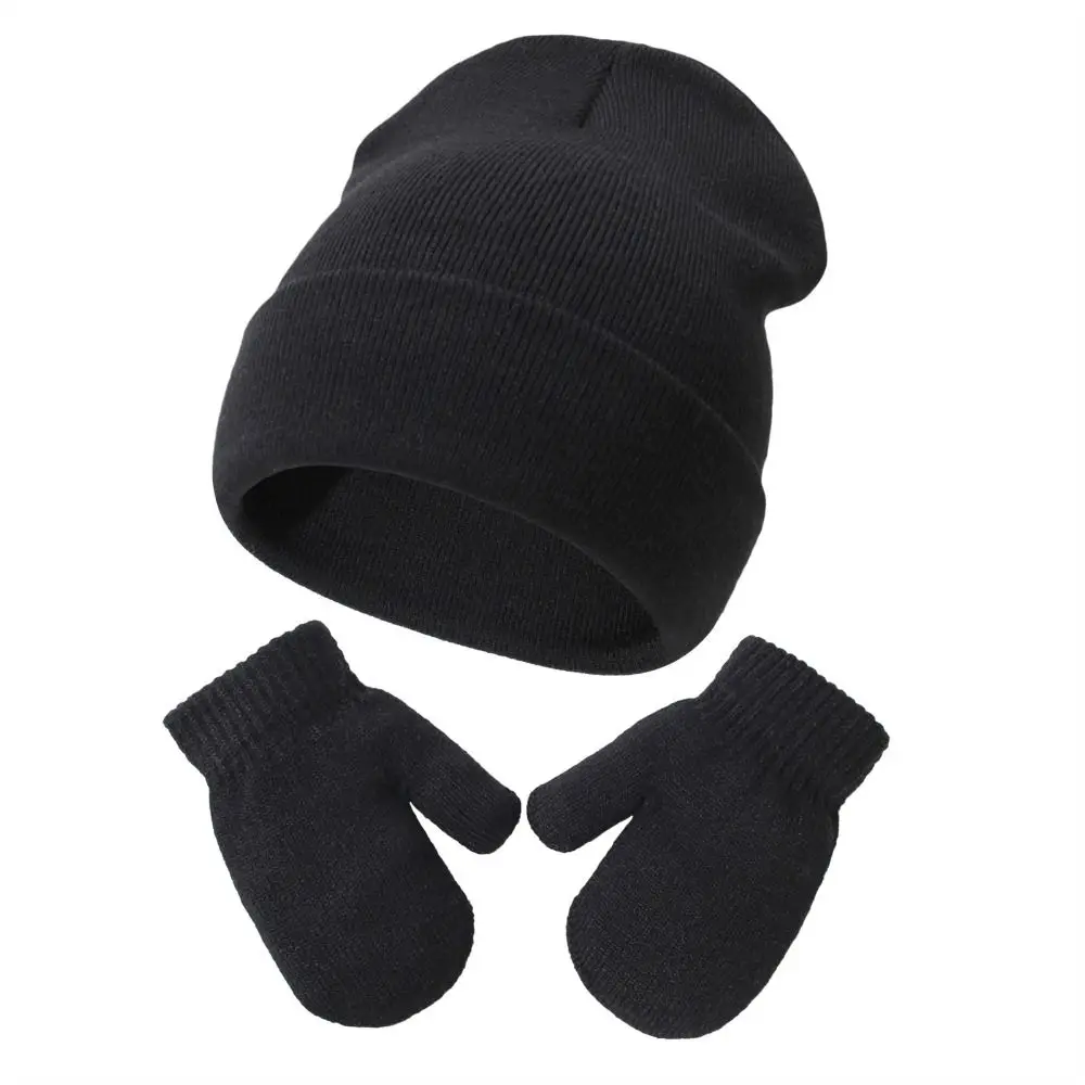 3-18 Months Fleece Lined Baby Beanies Mittens Set Winter Warm Kids Earflap Cap Pom Hat Gloves Girls Boys view 4
