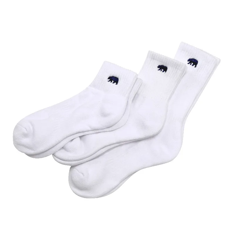 One Pair Men Cute California Bear Embroidery Cotton Casual Socks, High Quality Man Sporting Thick Socks, Short/Medium/Long White