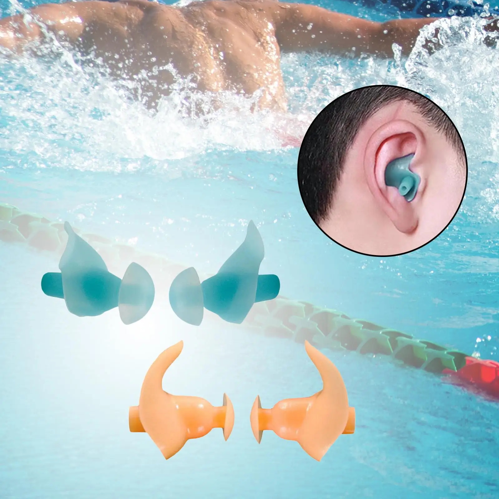 

Soft Silicone Earplugs Swimming Waterproof Reusable Ear Protection Plugs