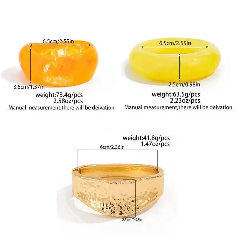 SHIXIN 3 أنماط الأزرق الأصفر الراتنج الاكريليك سوار المرأة العصرية غير النظامية مكدسة الإسورة سوار بوهو مجوهرات والاكسسوارات