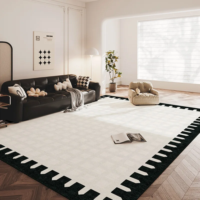 Cream Style Living Room Carpet Modern Simple Black White Bedroom Carpet Sofa Coffee Table Cloakroom Floor Mat Customize Rugs
