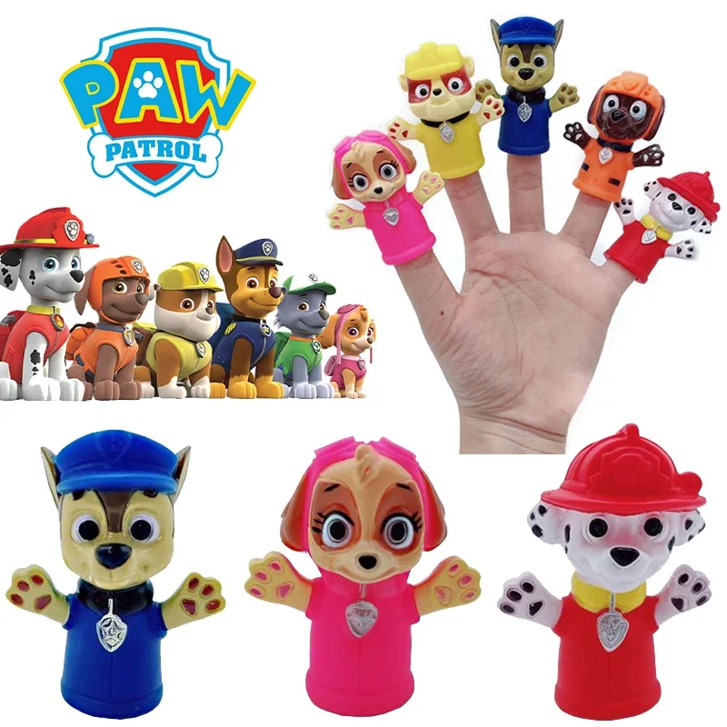 Paw Patrol Chase Cartoon Hand Doll Toy Finger Puppet Role Play Tell Story Silicagel Cloth Doll Educational Toy for Children Kids