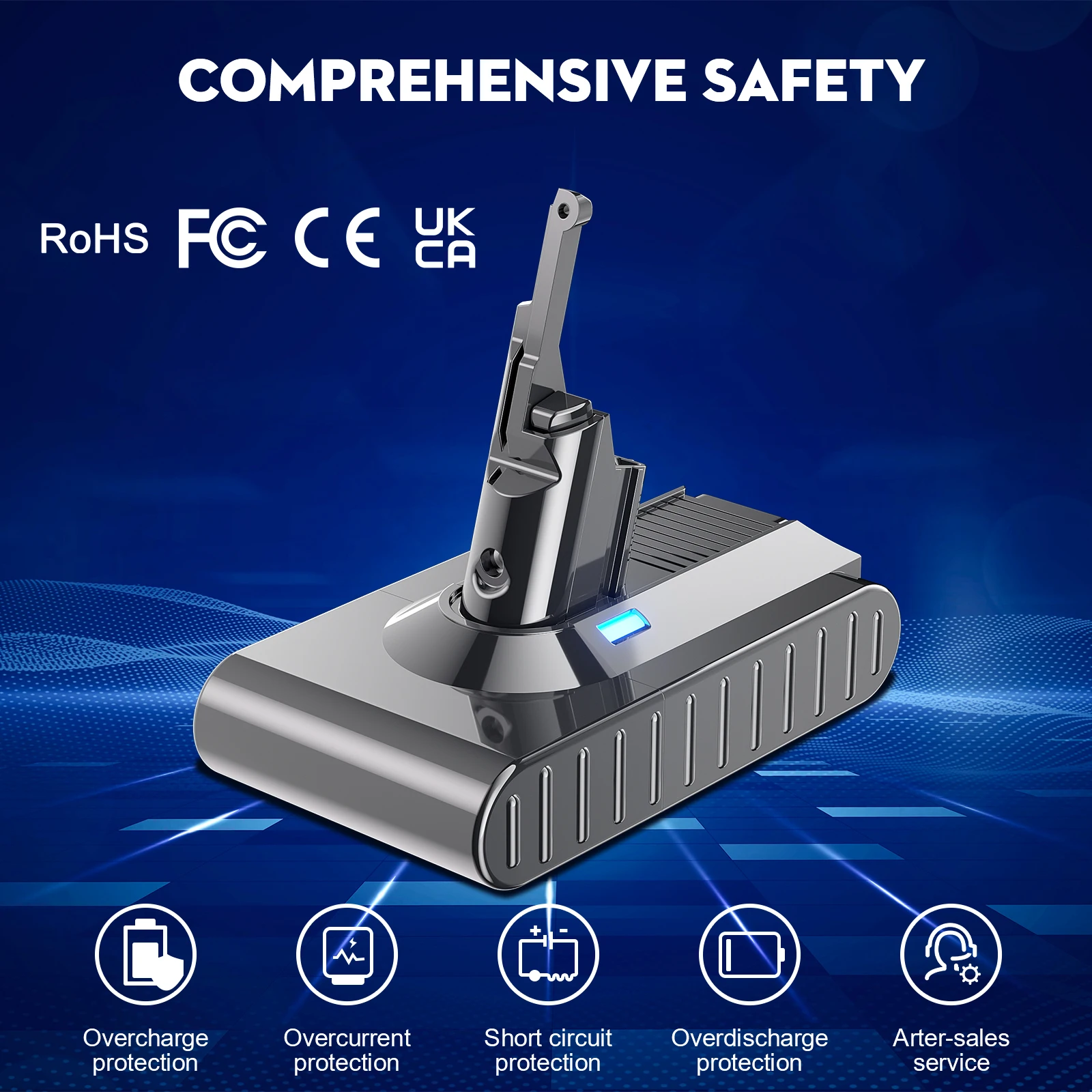 6000mAh Battery For Dyson V8 Replacement Battery 21.6V For Dyson V8 Li-ion Vacuum Cleaner Battery With Pre-Filter v8 Post-Filter