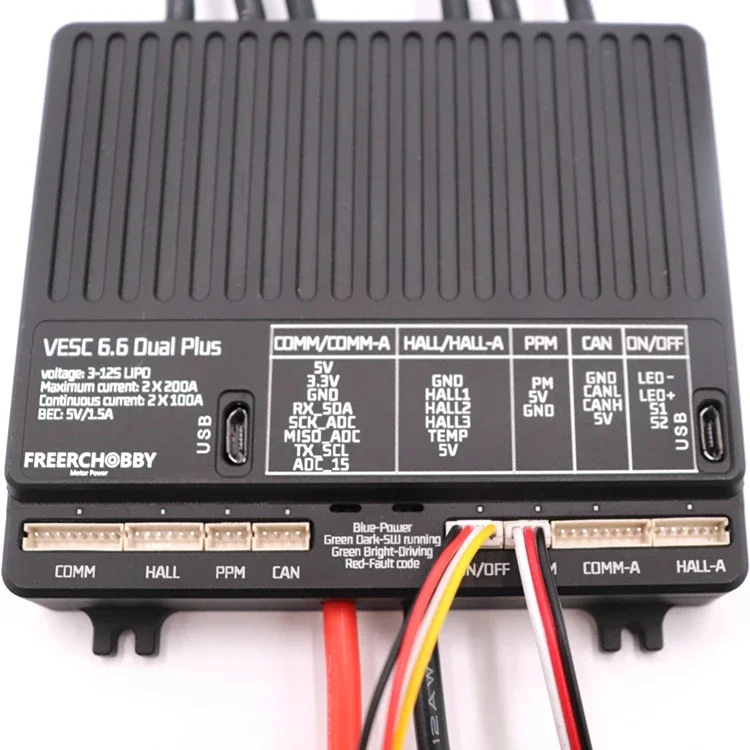 Dual drive 12s 200A VESC ESC based on Vesc 6 Skate Board Motor Controller