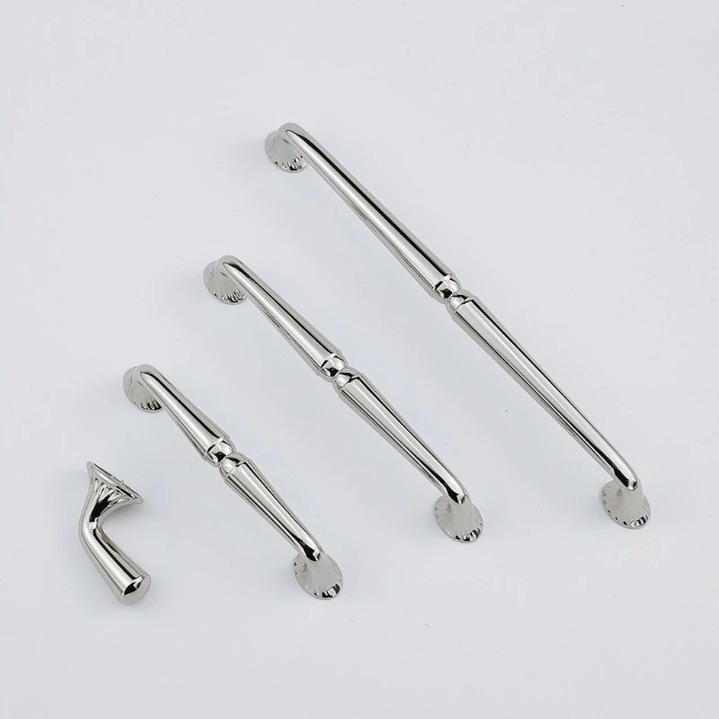 French Cabinet Handle Silver Tone Metal Pull for Drawers Cupboards Dressers and Home Furniture Accent Touch