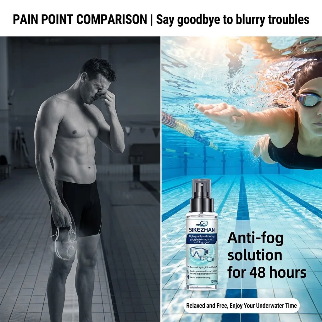 SIKEZHAN Anti-Beschlag-Spray für Schwimmbrillen und Tauchmasken, langanhaltender Entfogger, klarer Sichtlinsenreiniger, Schwimmbad-Zubehör – Detail 4