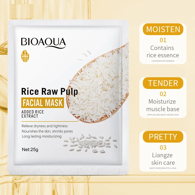 

10 Pieces of Rice Puree Mask, Rich in Rice Extract, Skin Rejuvenation, Moisturizing, Skin Care, Suitable for Seasonal Women's Daily Facial Care